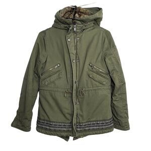 ALTAR’D STATE ARMY GREEN FAUX FUR HOODED JACKET COAT WARM MEDIUM